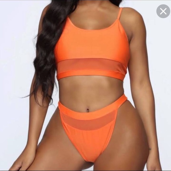 🔥 Orange high waisted two piece bathing suit 🔥 - Picture 2 of 2